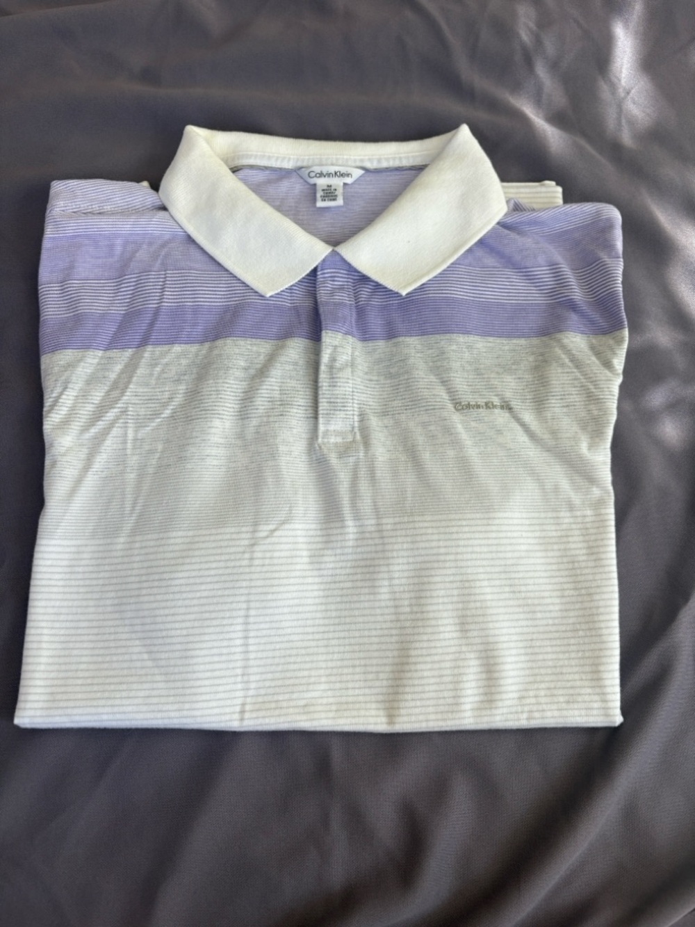 Calvin Klein Lavender and White Striped Polo